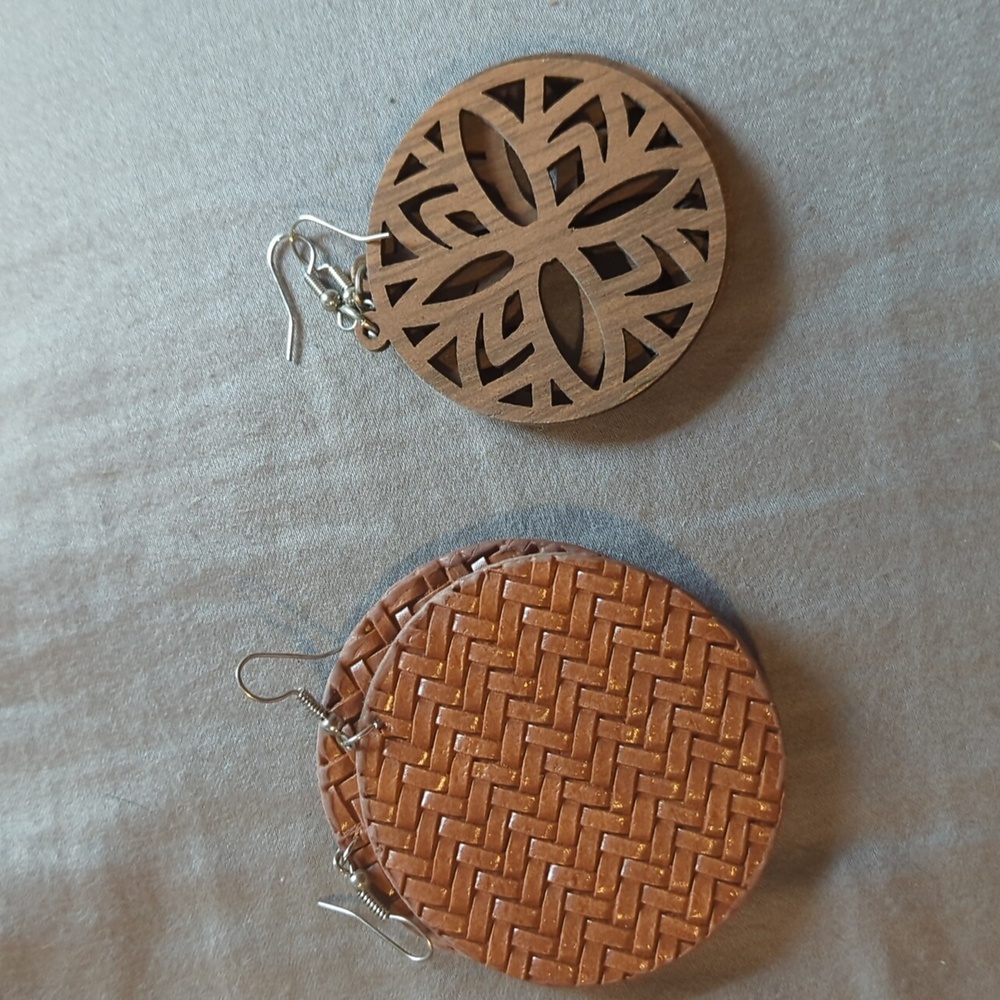 Set of 2 Paparazzi earrings brown/woven/wooden detail
